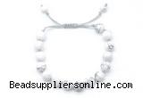 CGB8650 8mm,10mm round white howlite adjustable macrame bracelets