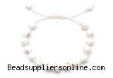 CGB8651 8mm,10mm round white howlite adjustable macrame bracelets