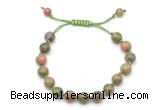 CGB8660 8mm,10mm round unakite adjustable macrame bracelets