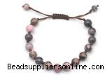 CGB8663 8mm,10mm round rhodonite adjustable macrame bracelets