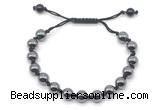 CGB8666 8mm,10mm round hematite adjustable macrame bracelets