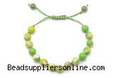 CGB8672 8mm,10mm round green sea sediment jasper adjustable macrame bracelets