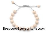 CGB8673 8mm,10mm round white fossil jasper adjustable macrame bracelets