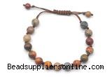 CGB8677 8mm,10mm round picasso jasper adjustable macrame bracelets