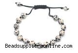 CGB8684 8mm,10mm round dalmatian jasper adjustable macrame bracelets