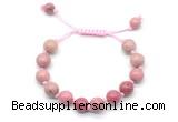 CGB8688 8mm,10mm round pink wooden jasper adjustable macrame bracelets