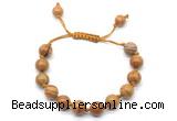 CGB8692 8mm,10mm round wooden jasper adjustable macrame bracelets