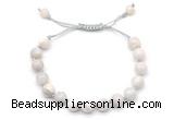 CGB8698 8mm,10mm round white crazy lace agate adjustable macrame bracelets