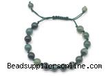 CGB8700 8mm,10mm round moss agate adjustable macrame bracelets