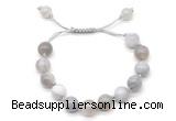 CGB8707 8mm,10mm round grey banded agate adjustable macrame bracelets