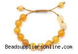 CGB8709 8mm,10mm round yellow banded agate adjustable macrame bracelets