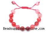 CGB8710 8mm,10mm round red banded agate adjustable macrame bracelets