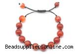 CGB8711 8mm,10mm round red banded agate adjustable macrame bracelets