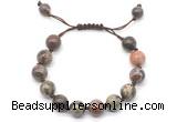 CGB8716 8mm,10mm round ocean agate adjustable macrame bracelets