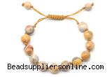 CGB8717 8mm,10mm round yellow crazy lace agate adjustable macrame bracelets