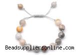 CGB8718 8mm,10mm round bamboo leaf agate adjustable macrame bracelets