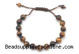 CGB8726 8mm,10mm round yellow tiger eye adjustable macrame bracelets