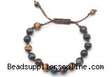 CGB8730 8mm,10mm round colorful tiger eye adjustable macrame bracelets