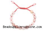 CGB8743 8mm,10mm round pink quartz adjustable macrame bracelets