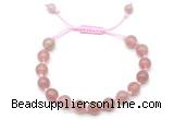 CGB8744 8mm,10mm round strawberry quartz adjustable macrame bracelets