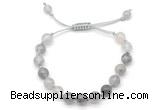 CGB8746 8mm,10mm round cloudy quartz adjustable macrame bracelets