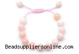 CGB8765 8mm,10mm round pink opal adjustable macrame bracelets