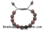 CGB8767 8mm,10mm round mahogany obsidian adjustable macrame bracelets