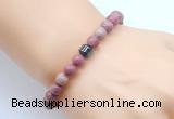 CGB8836 8mm, 10mm pink wooden jasper & drum hematite power beads bracelets