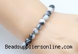 CGB8844 8mm, 10mm black & white jasper & drum hematite power beads bracelets