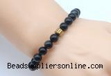 CGB8852 8mm, 10mm black obsidian & drum hematite power beads bracelets