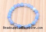 CGB8861 8mm, 10mm blue agate, drum & rondelle hematite beaded bracelets