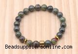 CGB8871 8mm, 10mm dragon blood jasper, drum & rondelle hematite beaded bracelets