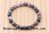 CGB8876 8mm, 10mm rhodonite, drum & rondelle hematite beaded bracelets