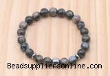 CGB8878 8mm, 10mm grey opal, drum & rondelle hematite beaded bracelets