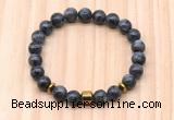 CGB8880 8mm, 10mm black labradorite, drum & rondelle hematite beaded bracelets