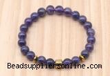 CGB8884 8mm, 10mm amethyst, drum & rondelle hematite beaded bracelets