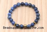 CGB8885 8mm, 10mm sodalite, drum & rondelle hematite beaded bracelets