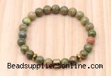 CGB8887 8mm, 10mm unakite, drum & rondelle hematite beaded bracelets