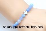 CGB8891 8mm, 10mm blue agate & cross hematite power beads bracelets