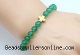 CGB8892 8mm, 10mm green agate & cross hematite power beads bracelets