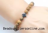 CGB8900 8mm, 10mm picture jasper & cross hematite power beads bracelets