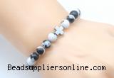 CGB8904 8mm, 10mm black & white jasper & cross hematite power beads bracelets