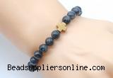 CGB8910 8mm, 10mm black labradorite & cross hematite power beads bracelets