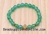 CGB8922 8mm, 10mm green agate, cross & rondelle hematite beaded bracelets