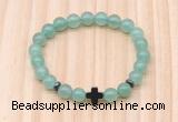 CGB8923 8mm, 10mm green aventurine, cross & rondelle hematite beaded bracelets