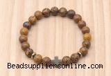 CGB8929 8mm, 10mm elephant skin jasper, cross & rondelle hematite beaded bracelets