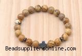 CGB8930 8mm, 10mm picture jasper, cross & rondelle hematite beaded bracelets