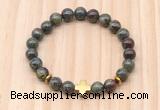 CGB8931 8mm, 10mm dragon blood jasper, cross & rondelle hematite beaded bracelets