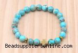 CGB8932 8mm, 10mm blue sea sediment jasper, cross & rondelle hematite beaded bracelets