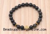 CGB8941 8mm, 10mm golden obsidian, cross & rondelle hematite beaded bracelets